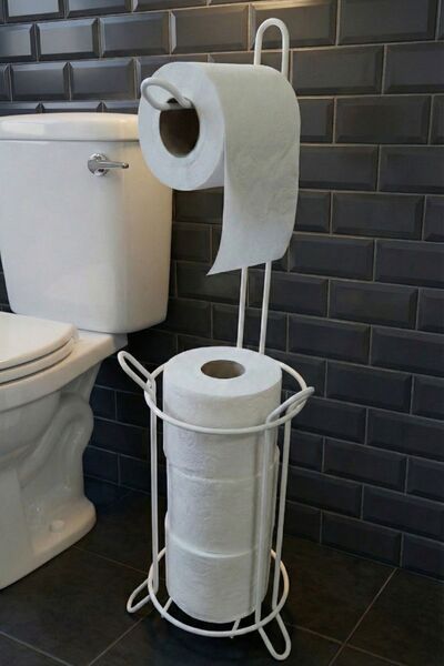 AKAMİNO Tuvalet Kağıtlığı Wc Kağıtlık Yedekli Metal Tuvalet Kağıdı Standı Tut...
