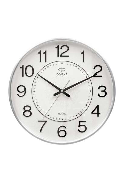dojana ساعة حائط دائرية فضية بيضاء