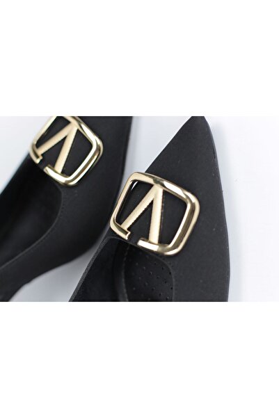 Gökhan Talay Liselotte Flexible Soft Non-Slip Sole (4 cm) Black Suede Open Elastic V Buckle Women's Top