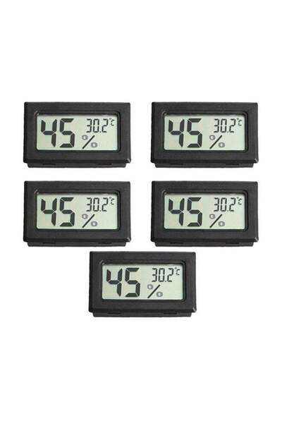 Generic 5-Piece Pet Reptile Wireless Hygrometer Black 10cm