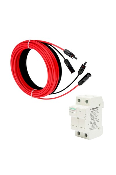 OEM Cablu solar,sectiune 4 mmp,conector MC4, ros/negru,2x8m,cu soclu dublu 11...