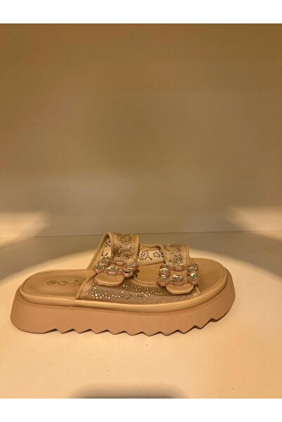Guja 25Y342 Çift Tokalı Taş Desenli Kadın Konfor Terlik