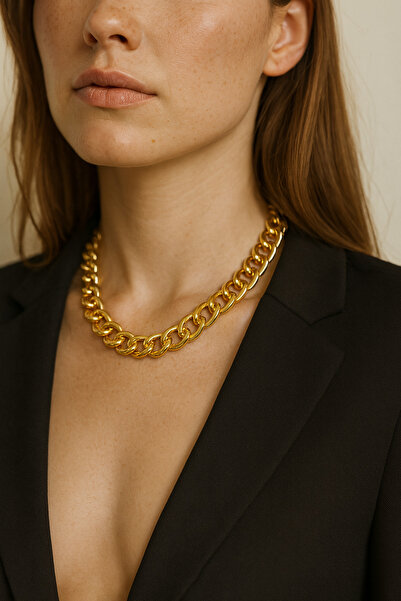 Ka Art Gallery Women's Cadena Necklace. Gold Color Plating. Big Heavy Necklac...