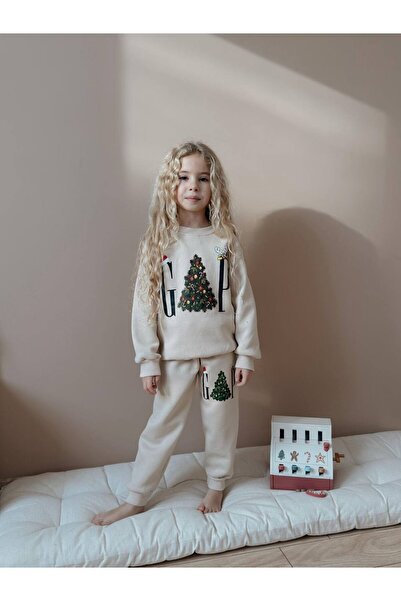MİNİKO KİDS Girls' Christmas Themed 3-Ply Tracksuit Set