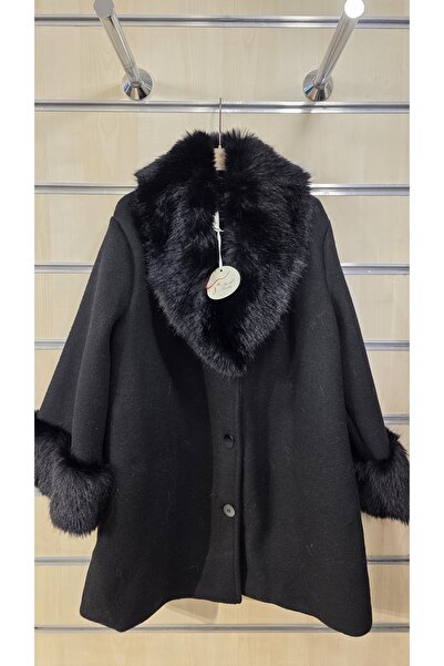 Park Moda Γούνινο παλτό με λεπτομέρειες από τσόχα