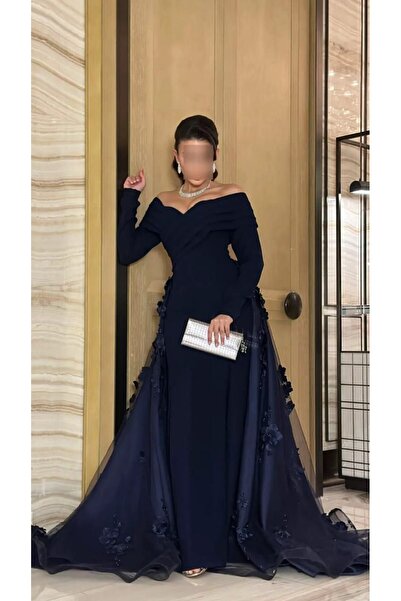 Thara navy blue evening dress