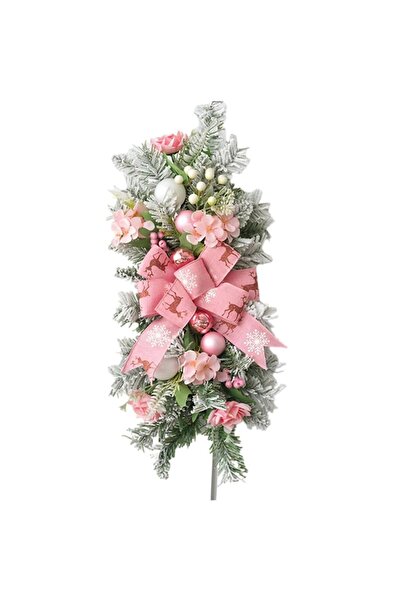 Kardett Ghirlandă 55cm, Decor decorativ roz elegant de Crăciun pentru balustrada ușii, Aranjament floral