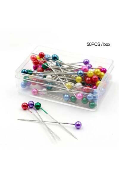 NEEDLE صندوق من دبابيس اللؤلؤ الملونة