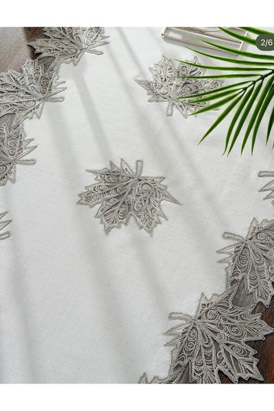 Madamca Tereza Gardenya(Linen) French Lace 5-Piece Runner Set Living Room Set Tablecloth