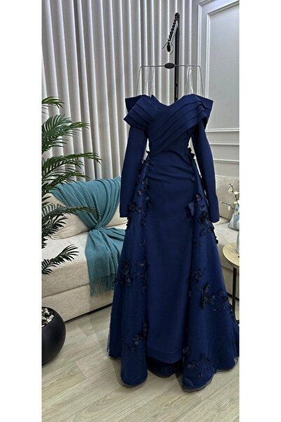 Thara navy blue evening dress