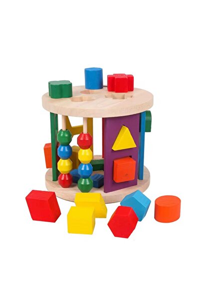 Denn Store Cub sortator Forme din Lemn 3 în 1 – Jucărie Educativă cu Forme Ge...