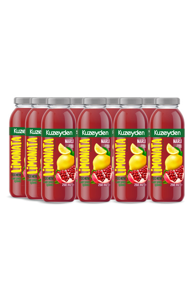 KUZEYDEN Narlı Limonata | 12x250ml | İlave şeker, katkı ve koruyucu madde içermez | 12 Adet | %100 Meyve