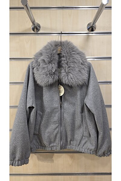 Park Moda Fur Collar Seersucker Jacket