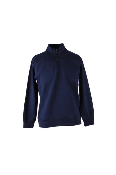 trender Diagonal Half Zipper 3 Thread Navy Blue Men's Sweatshirt 5470