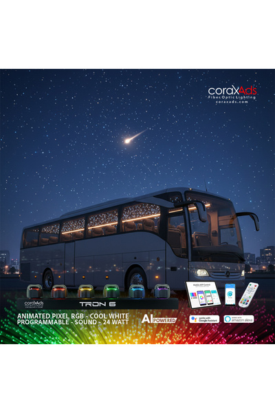 coraxads OTOBÜS AMBİYANS AYDINLATMA FİBER OPTİK YILDIZ TAVAN SETİ - KAYAN YIL...