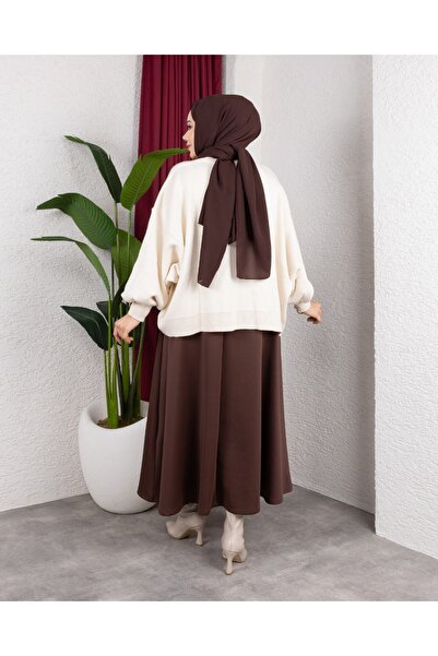 Sfg Life Moda Women's Crew Neck and Balloon Sleeve Knitwear Oversized Sweater