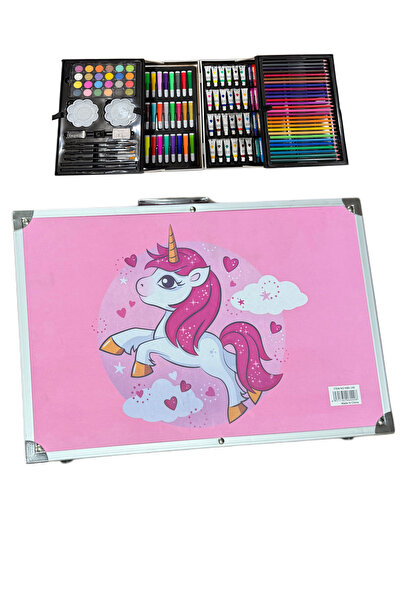 144 Parça boya seti profosyonel hediyelik kasalı desenli