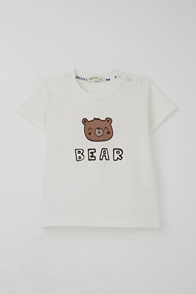 Breeze Baby Boy Shorts Set Cute Teddy Bear Printed 9 Months-3 Years, Ecru