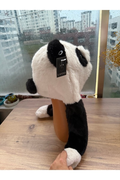 Blotch Double-Layered, Cold-Proof, Cute Panda Plush Hat with Ears That Move for Adults