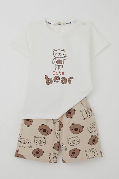 Breeze Cute Bear Baby Boy Suit - Ecru