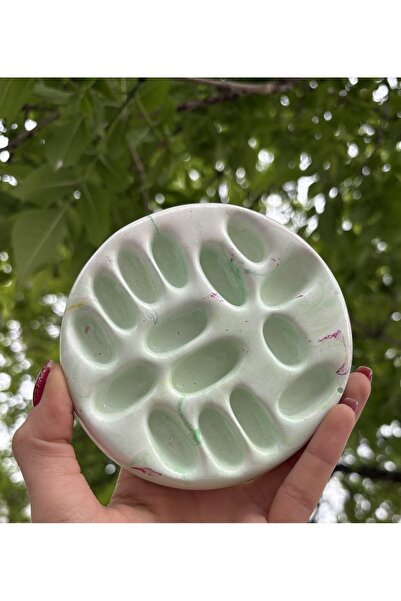 Çağıl organizasyon Handmade Marble Patterned Concrete Ring Holder – Elegant a...