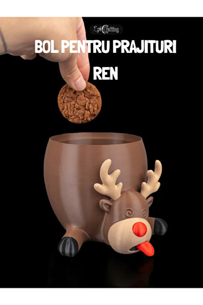 Epic Crafting 3D Reindeer Cake Bowl 20cm – Sweets & Biscuits Holder, Christmas Decor
