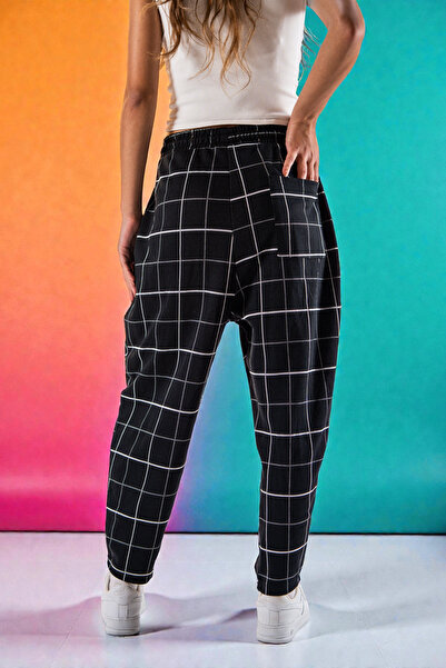 FG KONNİCHİWA Unisex Ethnic Patterned Loose Hippie Bohemian Baggy Pants with Elastic Waist and Cuffs and Pockets Ethnic Design