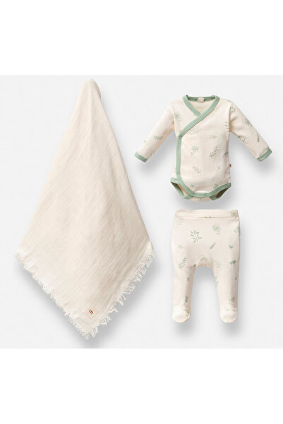 Minisse Unisex Set with Leaf Print Blanket