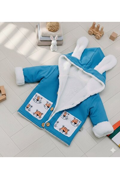 Baby Pattini Tavşan kulaklı peluş Astarlı Kışlık Bebek Montu Welsoft Kumaş Pamuk İç Astar Sıcacık unısex