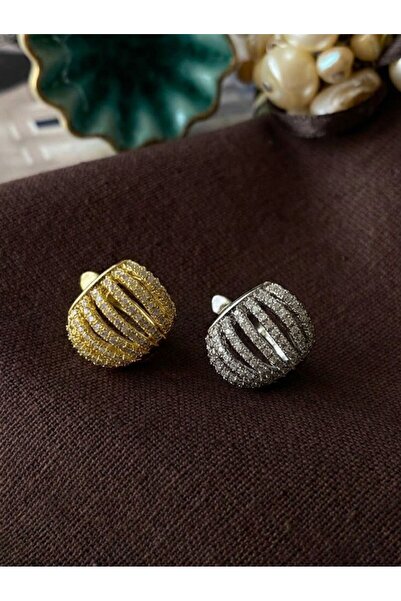 shop Taşlı Bombe Kaburga Kıkırdak Küpe- Gold ve Silver Renk