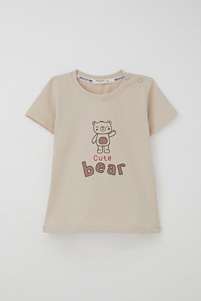 Breeze Baby Boy Shorts Set Cool Teddy Bear Printed 9 Months-3 Years, Beige