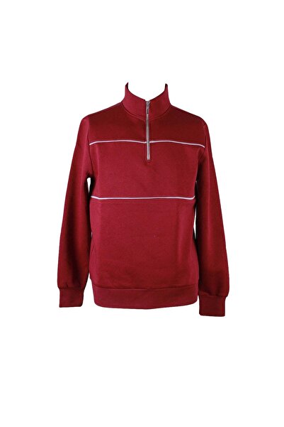 trender Half Zipper 3 Thread Burgundy Men's Sweatshirt 5720