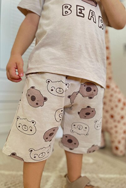 Breeze Baby Boy Shorts Set Cool Teddy Bear Printed 9 Months-3 Years, Beige