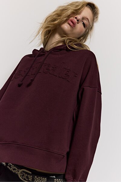 Stradivarius Embroidered hood sweatshirt
