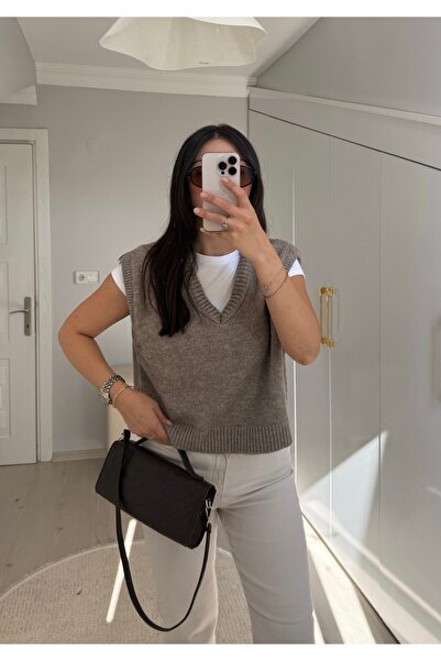 Yaren Aydın Kadın V Yaka Süveter Premium