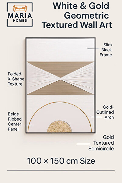 MARIA HOMES Geometric Textured Wall Art Modern Luxury Abstract Decor for Home & Office-100*150CM