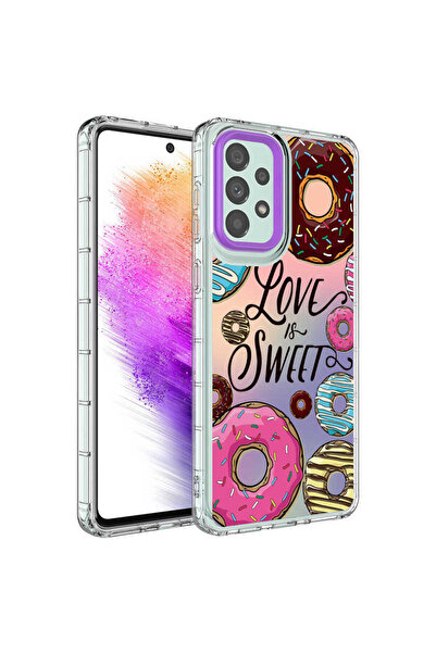 zore Galaxy A13 4g Case Camera Protected Colorful Patterned Hard Silicone Asma Horn Cover - No11