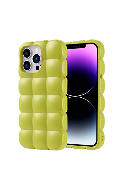 zore iPhone 14 Pro Max Kılıf Parlak Esnek Silikon ASMA Dom Dom Kapak - Yeşil