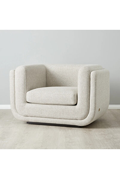 homejoyz كرسي عصري - قماش كتان مع إسفنج أخضر وخشب سويدي - بيج