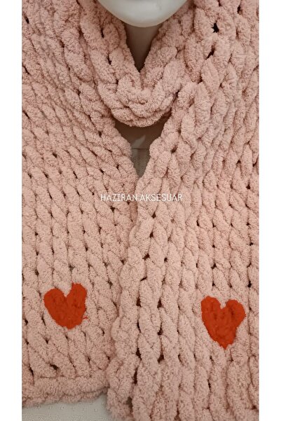 Haziran إكسسوار منسوج يدويًا، 100% قطن، بلون وردي مع قلب أحمر، وشاح نسائي 200...
