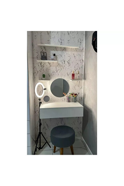 ENG AHŞAP MDF Modern Beyaz Çekmeceli Dresuar Dekoratif Antre & Salon Mobilya 80 cm Makyaj Masası Dolap