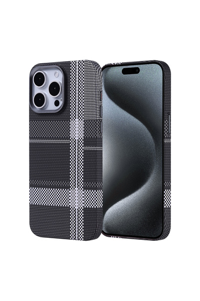 zore iPhone 15 Pro Max Kılıf Magsafe Şarj Özellikli Karbon Fiber Görünümlü AS...