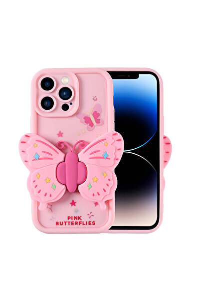 zore غطاء حماية لكاميرا آيفون 14 برو بتصميم شخصيات كرتونية - وردي شفاف