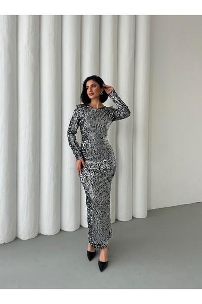 MEECY Rochie cu fundă cu paiete din colecția de Anul Nou