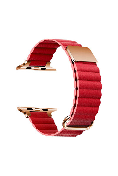 zore Watch 44mm Compatible Krd-78 Pu Leather Band Strap Asma- Red