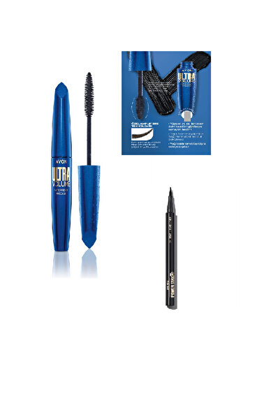 AVON ULTRA VOLUME SUYA DAYANAKLI MASKARA 10ML+ POWER STAY LİKİT EYELINER -SİYAH