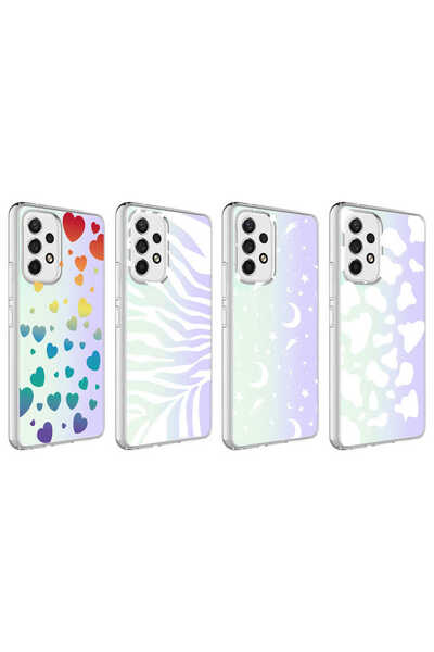 zore Galaxy A13 4g Case Asma M-Blue Patterned Cover - Moon No4