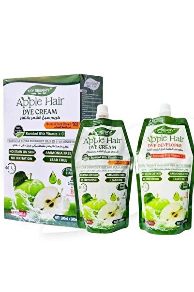 MY BERRY كريم صبغة شعر تفاح خالية من الأمونيا - كريم 500 مل + مثبت 500 مل ابل...