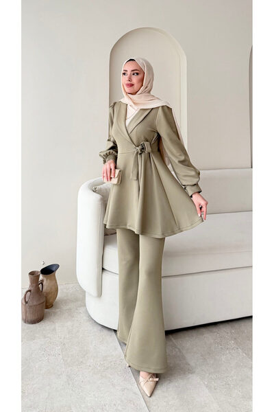 RFK Butik Women's Side Tie New Season Scuba Suit - Green