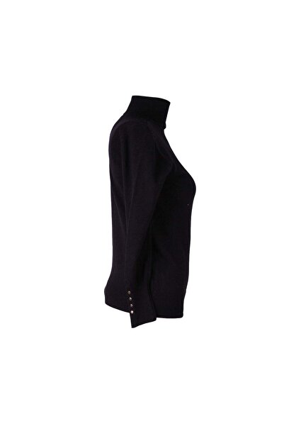 trender basic Pulover negru pentru femei cu gât roșu 26KL71A40022